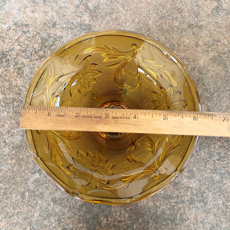 Tiara Amber Pressed Glass Footed Bowl Tiara Exclusives Etsy