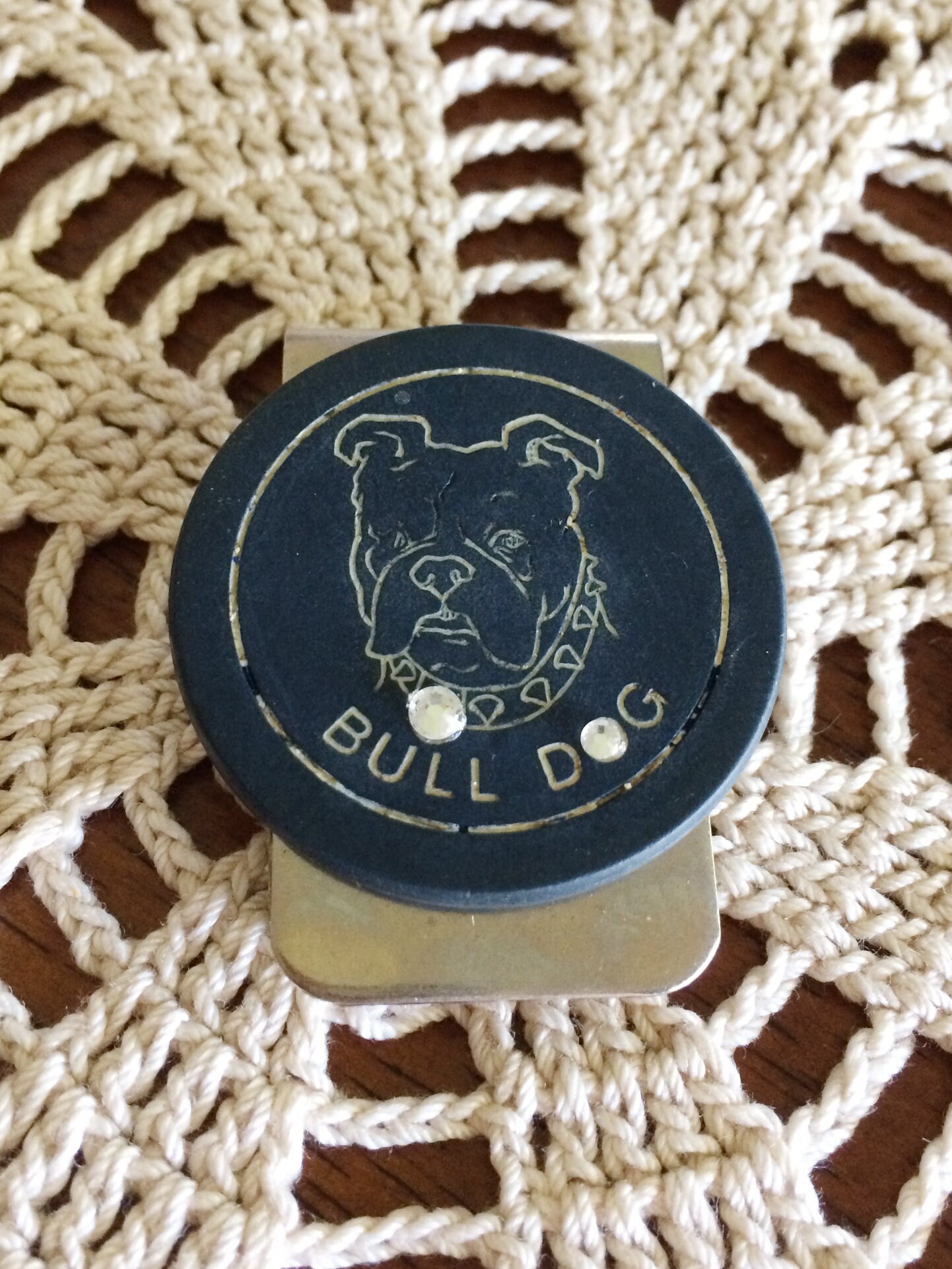 Antique Poker Chip Money Clip Bulldog Dog Lover Swarovski Etsy