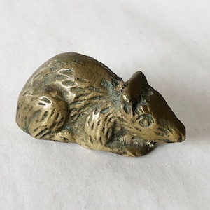 Miniature Brass Rat Figurine, Year of the Rat, Mouse