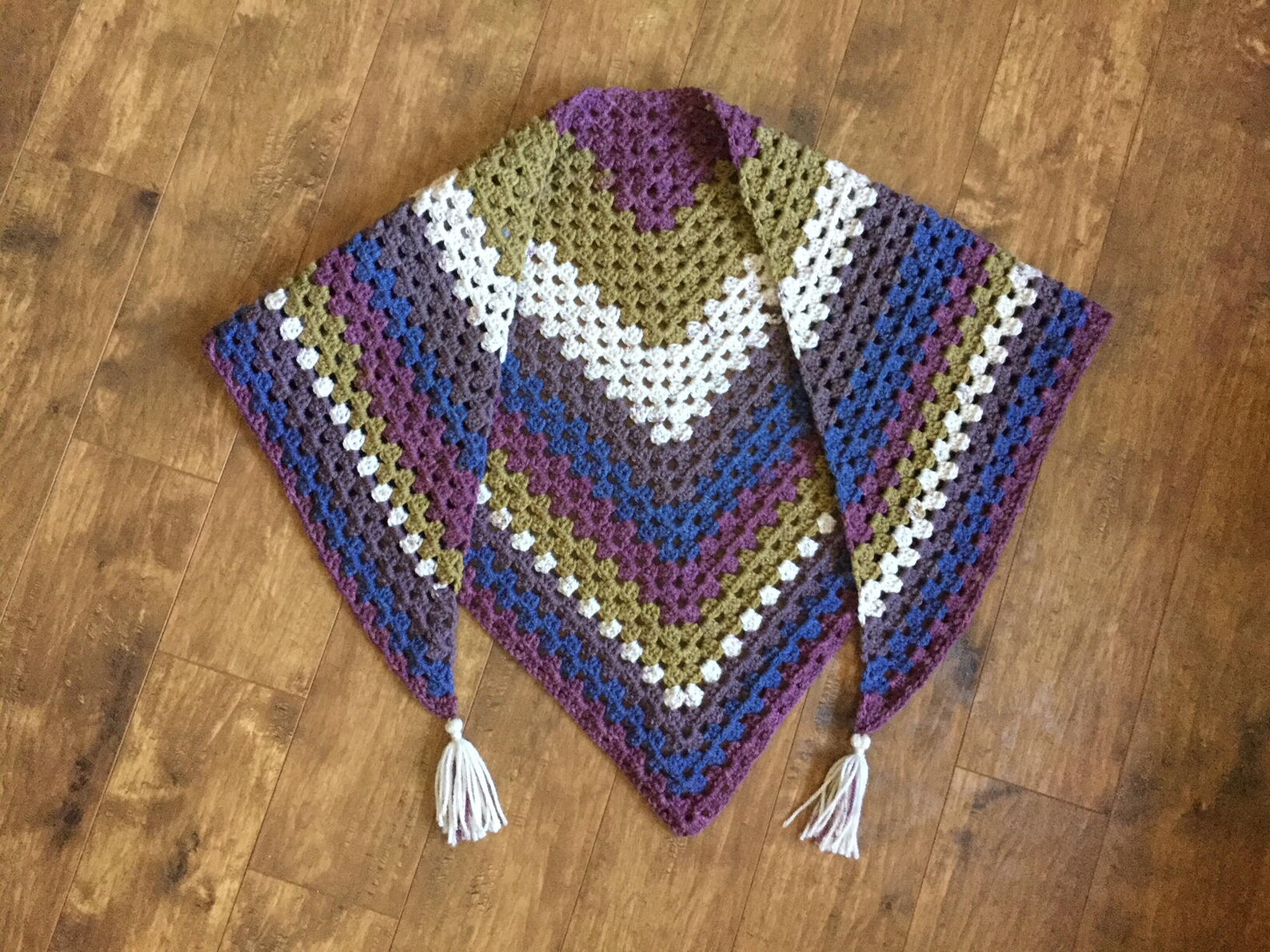 Granny Square Triangle Shawl Handmade Crochet Wrap Made in Etsy