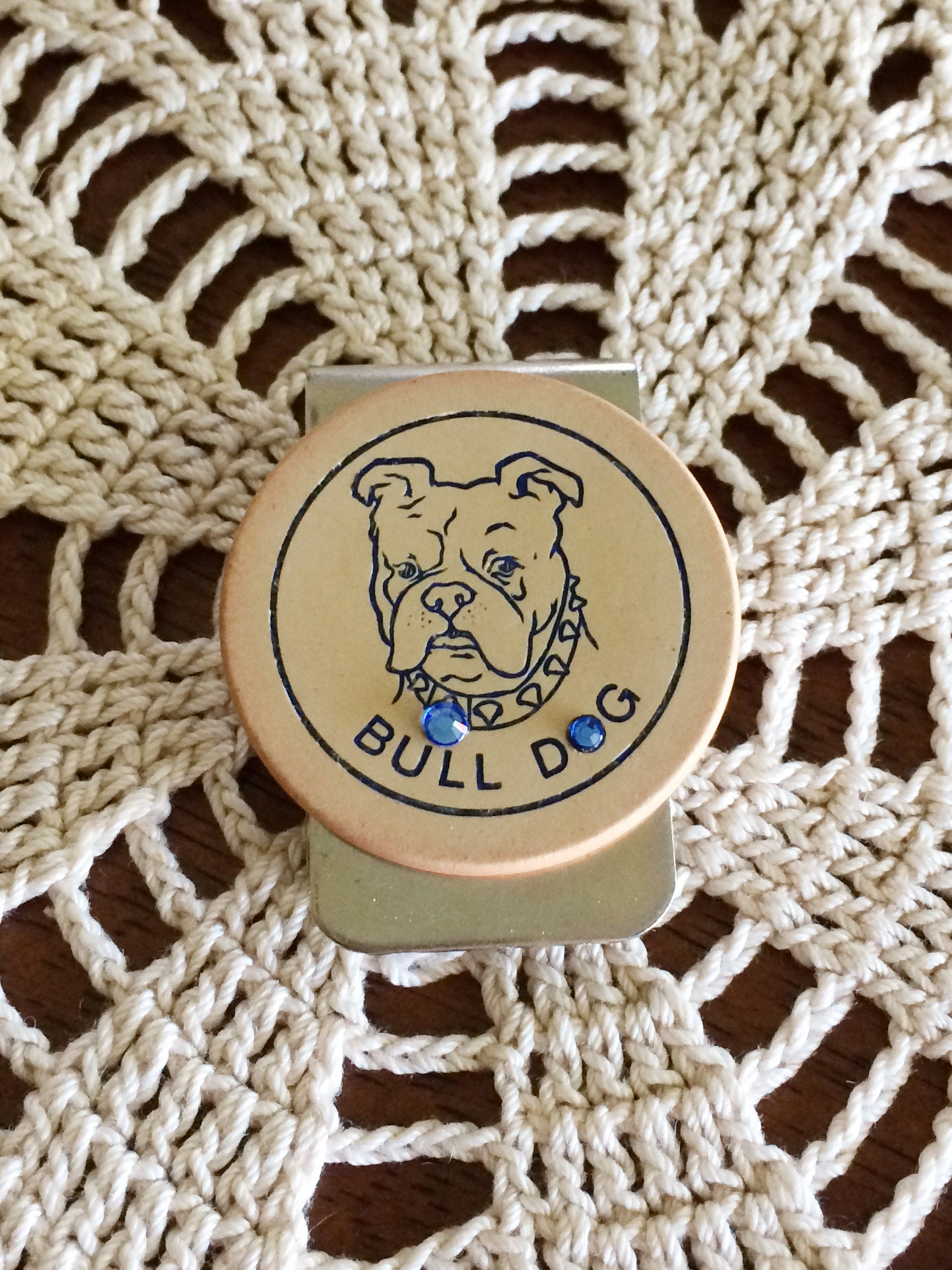 Antique Poker Chip Money Clip Bulldog Dog Lover Swarovski Etsy