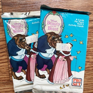 Beauty and the Beast Trading Cards, 2 Unopened Packs, Disney, 1992