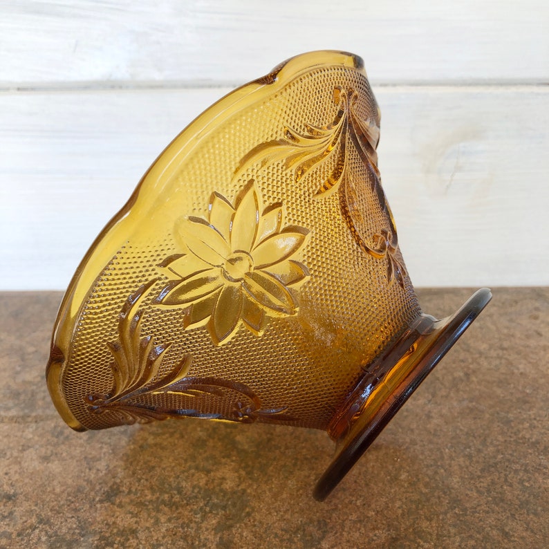 Tiara Amber Pressed Glass Footed Bowl Tiara Exclusives Etsy