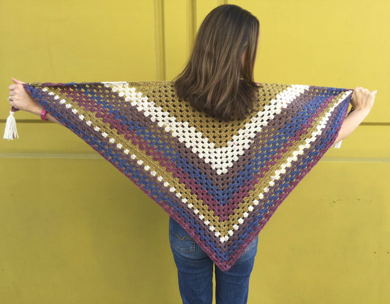 Granny Square Triangle Shawl Handmade Crochet Wrap Made in Etsy