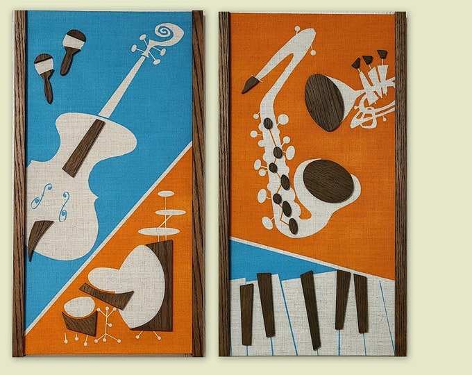 Jazz, Drums, Music art, MCM wall art, Mid Century inspired decor, Modern art, Vintage Jazz