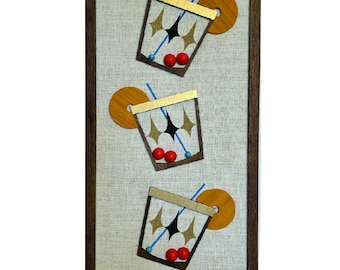 Old Fashioned Cocktails: Mid Century Cocktail Glasses, MCM Wall Art Panels, , Mid Century Modern wall art, MCM lover gift, Mad Men