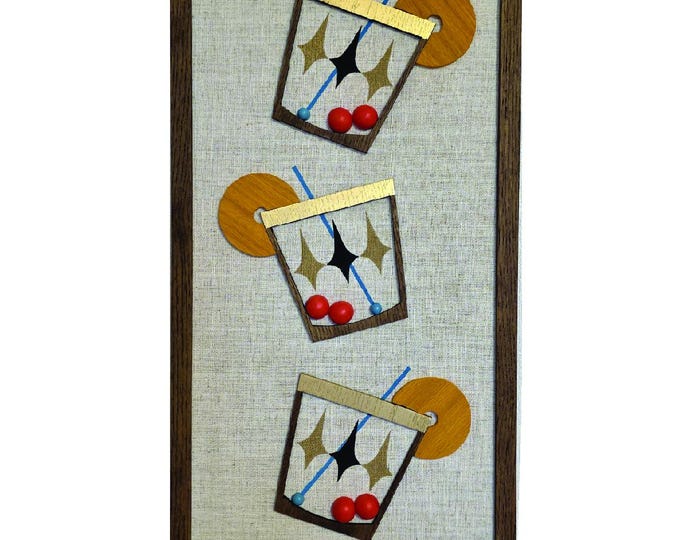 Old Fashioned Cocktails: Mid Century Cocktail Glasses, MCM Wall Art Panels, , Mid Century Modern wall art, MCM lover gift, Mad Men