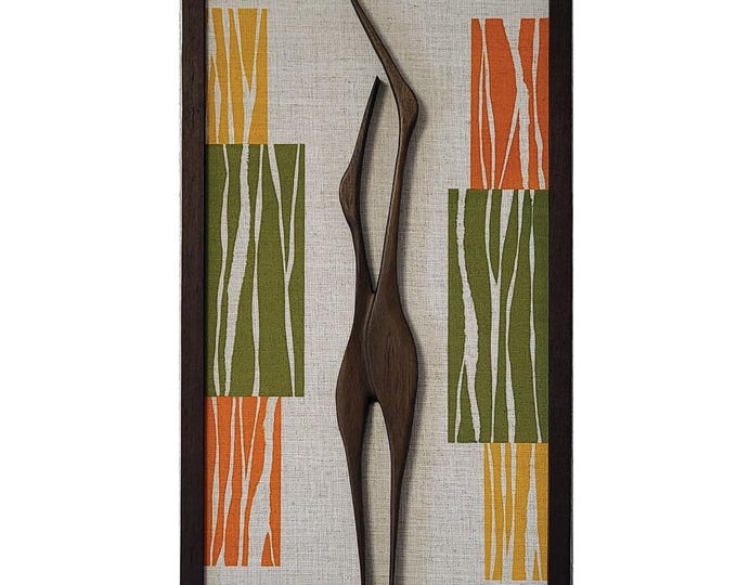 SALE  MCM birds , carved, inspired by Mid Century wall art, Eames era ,atomic, Atomic , Tiki, Cranes, Herons, 1960's