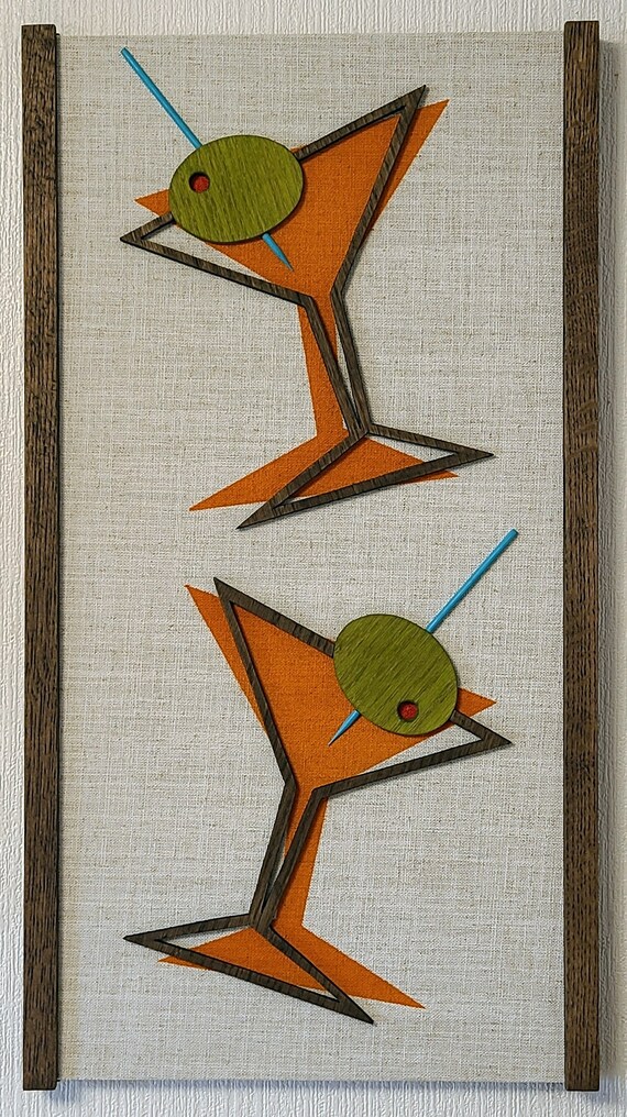 MCM Wall Art Panels Mid Century Modern Wall Art Bar Art linen