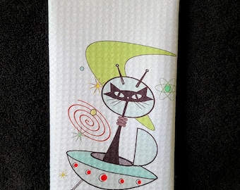 Atomic Cats in Space Towel , MCM Design