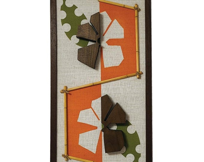 New Handmade TIKI inspired retro art on linen panel-Mid Century wall art, Eames era atomic, TIKI bar art,