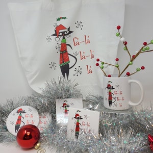 Fa-La-La-La-La! Atomic Cats Christmas/ Ornaments/Towels Mugs & Coasters Atomic Cats,  Cat Lovers, Gift set for Cat lovers/MCM Cats Christmas