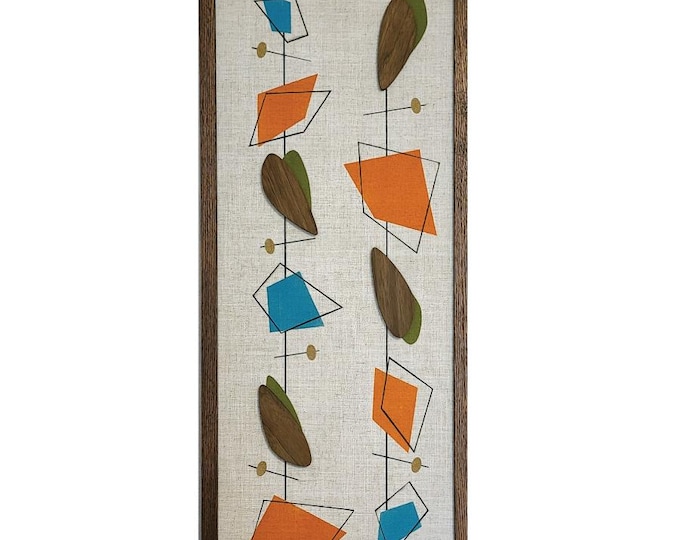 Abstract and Modern, MCM Wall Art Panels, Mid Century Modern wall art, Linen panels with wood art
