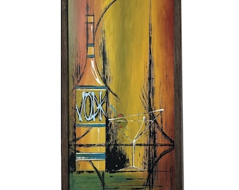 MCM Still Life Painting, inspired by the style of 1960's/70's drip art, bar art, retro, mcm wall art, decor, MARTINI art
