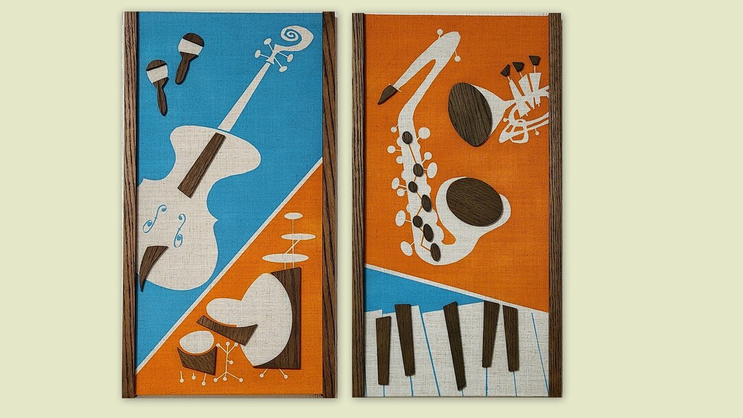 Jazz, Drums, Music Art, MCM Wall Art, Mid Century Inspired Decor ...