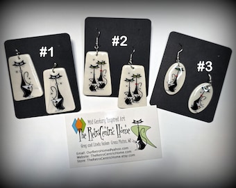MCM Cats - Handmade Atomic Cat Earrings – Original Art on Polymer Clay