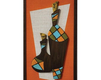 Handmade Witco Style Walnut Wall Art | MCM Tiki Decor