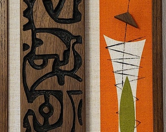 Carved Tiki art wall panel, Witco inspired art, carved art, walnut, MCM , Mid Century, Tiki bar art,tiki carving,TIKI VI A/B