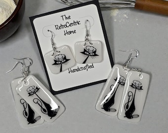 The Chef, MCM Cats - Handmade Atomic Cat Earrings – Original Art on Polymer Clay