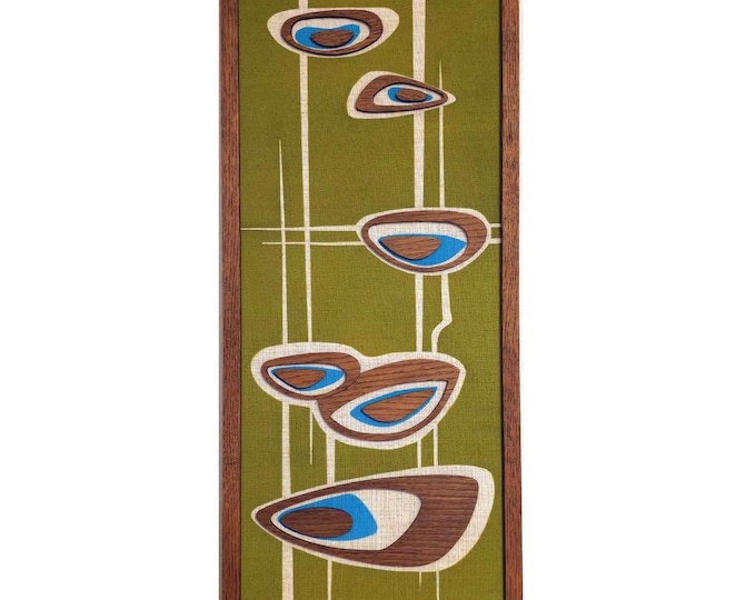 Abstract and Modern, MCM Wall Art Panels, Mid Century Modern wall art, Linen panels with wood art