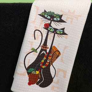 Tiki Bar Mid Century Modern Atomic Tiki Cat bar towels