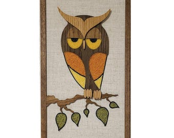 Fun Retro Owl Art, Gravel Art, MCM Wall Art Panels, Mid Century Modern Owl art