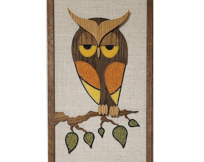 Fun Retro Owl Art, Gravel Art, MCM Wall Art Panels, Mid Century Modern Owl art