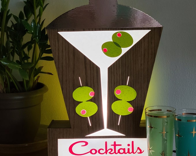 MCM Mid Century inspired  Cocktail Accent Bar Lamp/Bar Art/Martini shaker/Martini bar