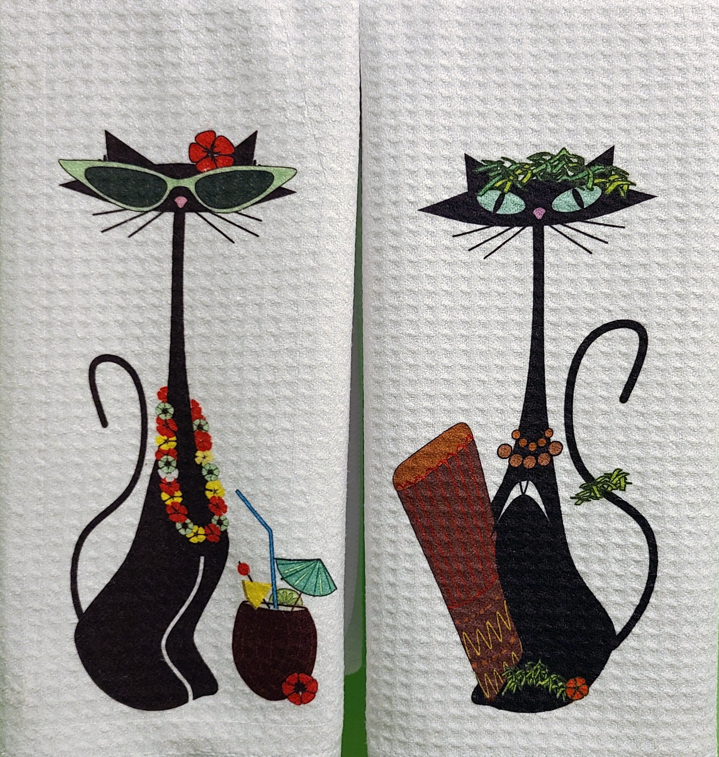 Buy Atomic Kitty Kitchen Towel Set / Mid Century Modern Kitchen