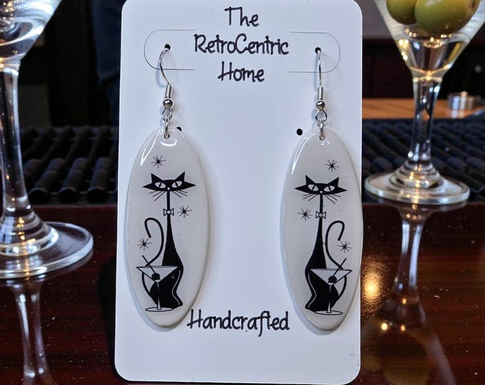 MCM Cats - Handmade Atomic Cat Earrings – Original Art on Polymer Clay