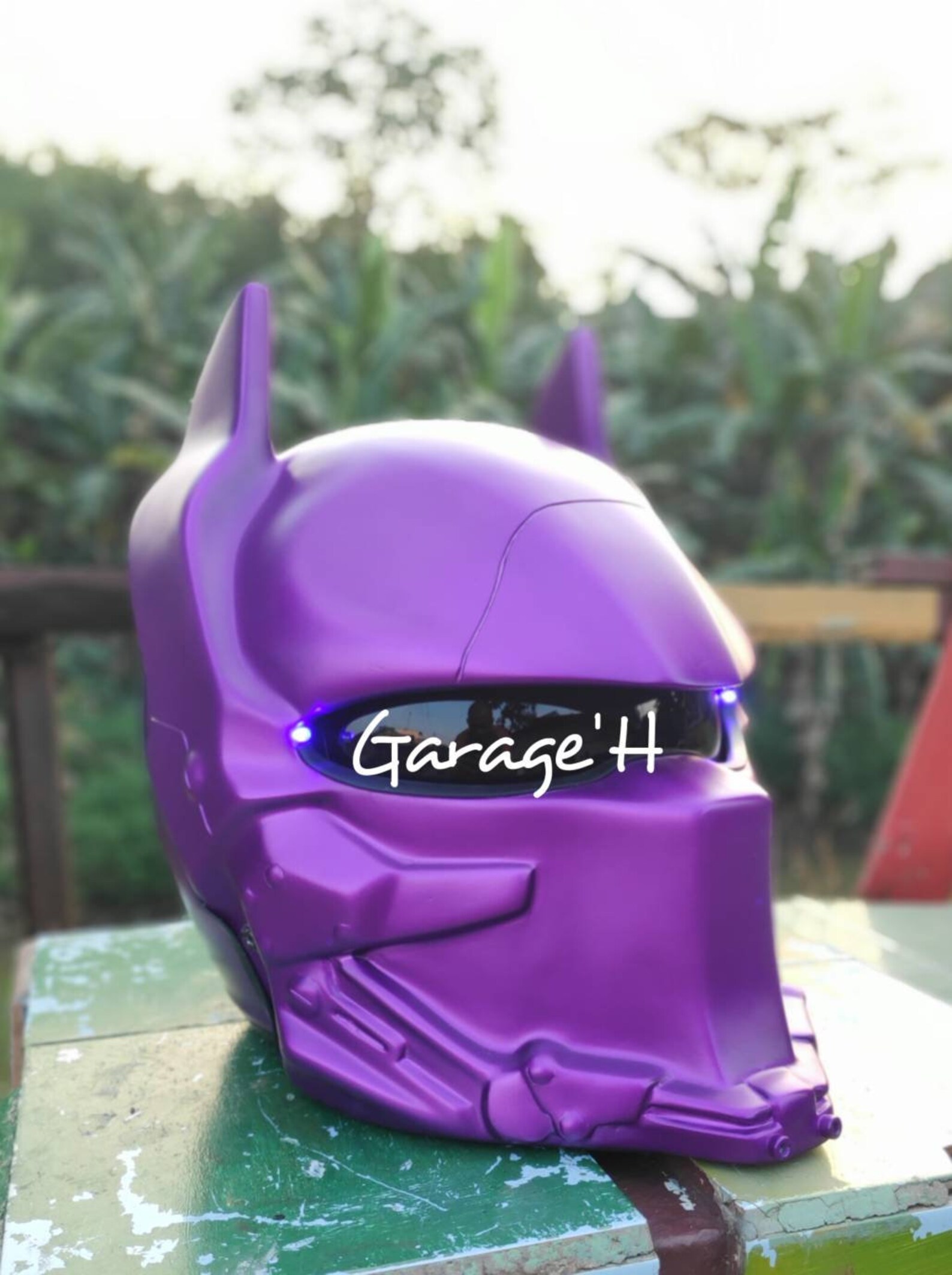 Helmet Custom Motorcycle Purple Batman Arkham Character Etsy