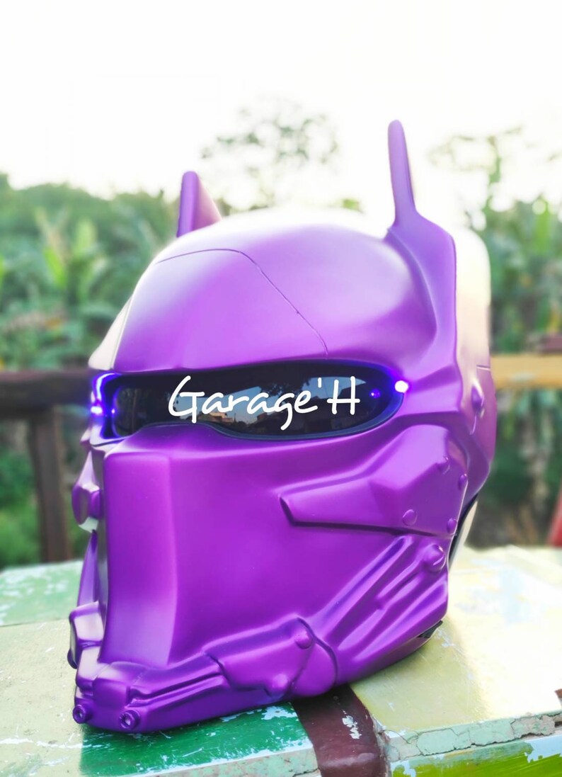 Helmet Custom Motorcycle Purple Batman Arkham Character Etsy
