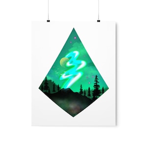 Art Print Posters Premium Matte Vertical Astral Portal Design Mountain Moon Stars Forest Surreal Landscape Cosmic