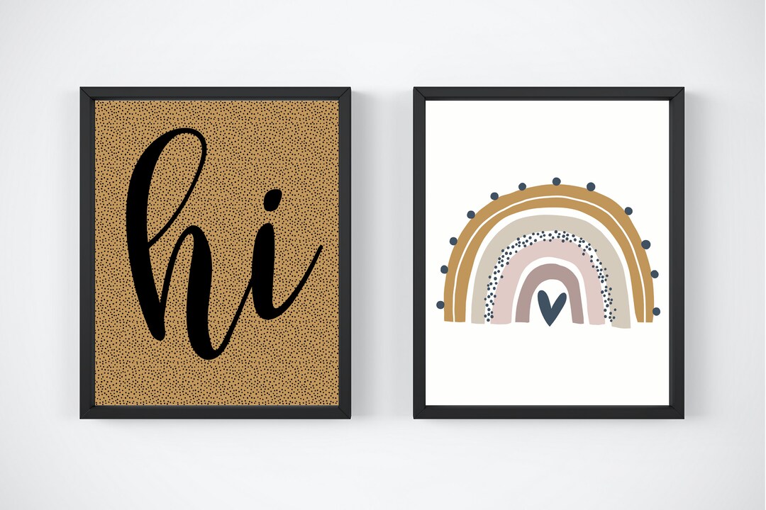 RAINBOW NURSERY ART Nursery Wall Art Modern Kids Decor Etsy