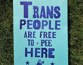 Trans Bathroom Letterpress Print