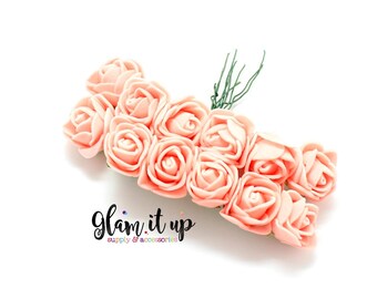 Bunch of 12-Miniature Flowers,Foam Flowers,Miniature Foam Roses,Tiny White Flowers,Small Foam Flowers,Wedding Findings,Craft Supplies