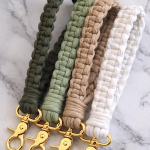 Boho Wristlet Keychain | Cotton Macrame Wristlet | Golden Keyfob | 100% Cotton Handwoven Wristlet