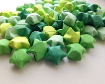 Origami Paper Stars - Greens - hand folded