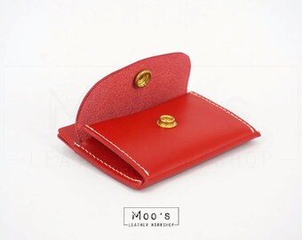 MOOS Leder beide Seiten Karte Brieftasche Karte Halter Münzen Brieftaschen (rot)