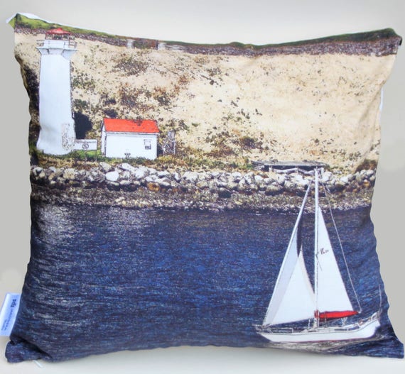Cushion, 'Lighthouse Halifax' 18'' x 18'', 45cm x 45cm, original design, full colour print, with 100% cotton 10oz panama cover,washable