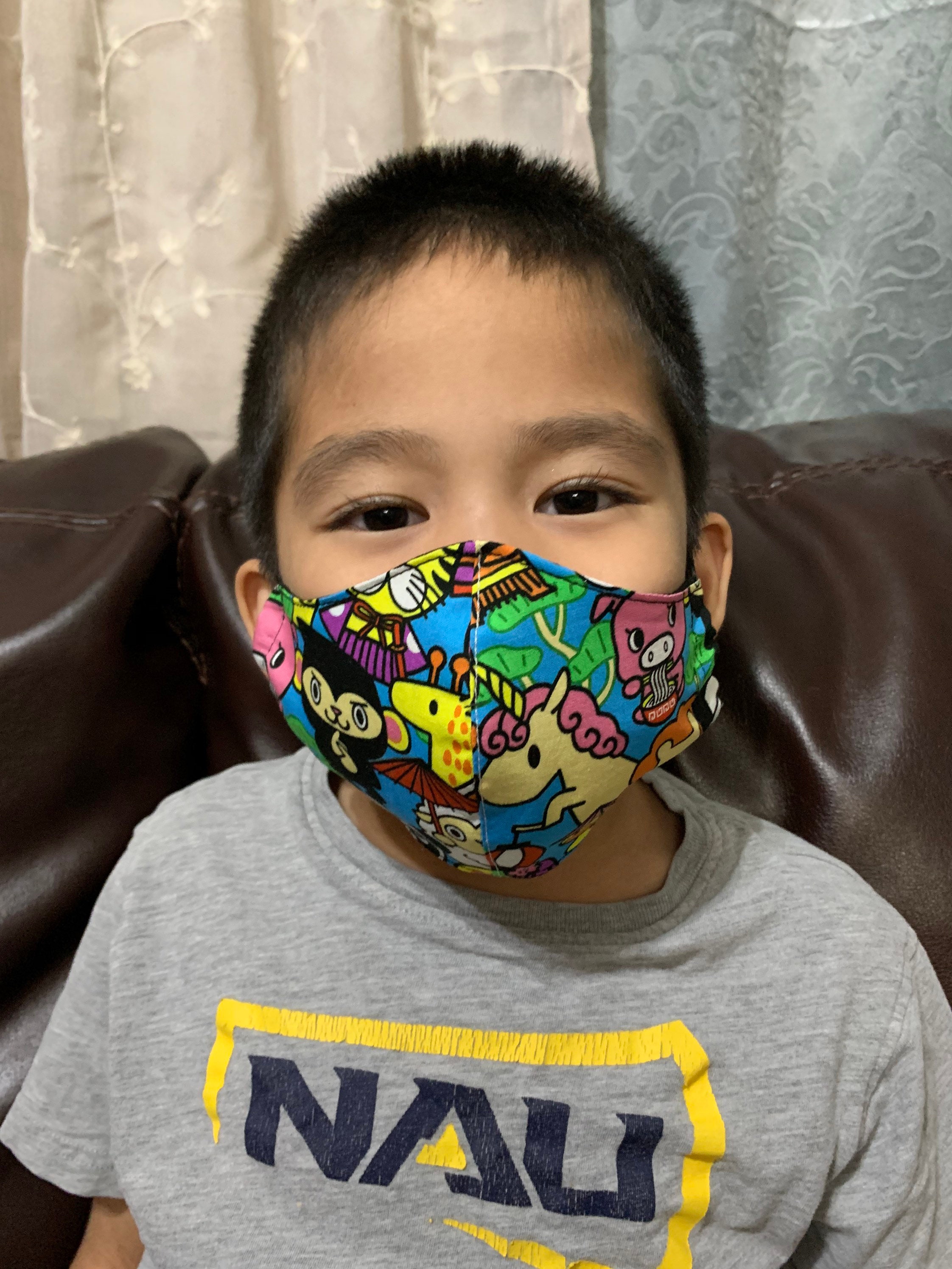 Kids washable 3 layers washable face mask with plastic hook/ gender n…