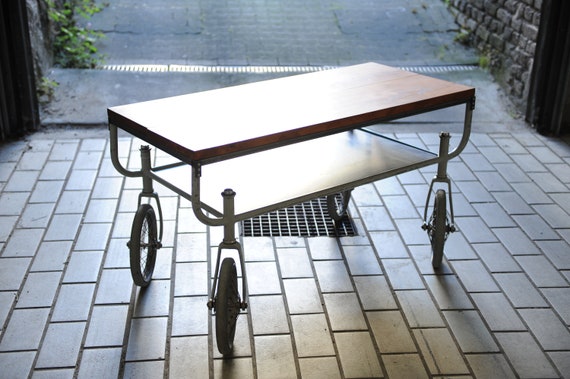 Coffee Table Rolling Industrial Style Vintage Loft Etsy