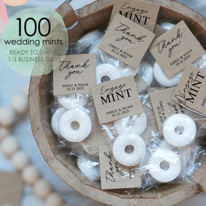 100pcs EngageMint Favors,Wedding Mints Labels,Custom Wedding Mint Labels,Personalized Wedding Mint Favors,Bridal Shower Favor, Engagement