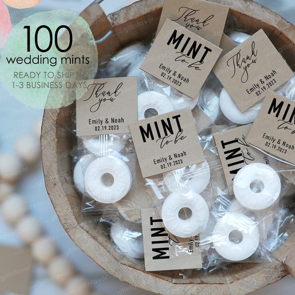 100pcs Mint To Be Wedding Favors,Wedding Mints Labels,Custom Wedding Mint Labels,Personalized Wedding Mint Favors