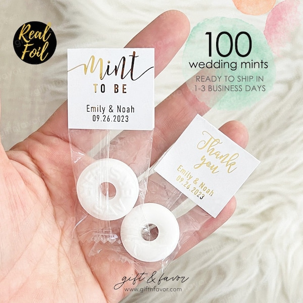 100pcs Mint To Be Wedding Favors,Wedding Mints Labels,Foil Wedding Mint Labels,Personalized Wedding Mint Favors