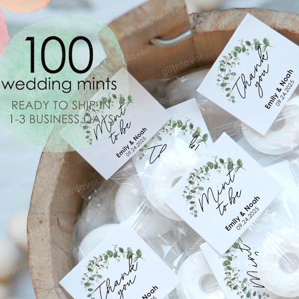 100pcs Mint To Be Wedding Favors,Wedding Mints Labels,Custom Wedding Mint Labels,Personalized Wedding Mint Favors,Greenery Wedding Mints