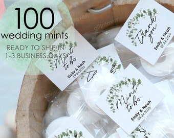 100pcs Mint To Be Wedding Favors,Wedding Mints Labels,Custom Wedding Mint Labels,Personalized Wedding Mint Favors,Greenery Wedding Mints