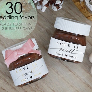 30 Mini Nutella Wedding Favors,Mini Nutella Labels,Custom Wedding Favors,Spread Love Labels,Love is Sweet Favors