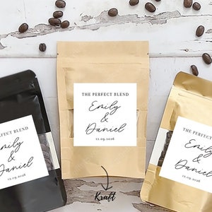 36pcs The Perfect Blend Coffee Bag,Thanks for Bean Here Labels,Personalized Wedding Favor,Personalized Coffee Bean Bag,Wedding Favor Bags