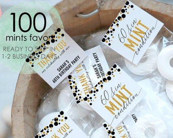 Birthday Party Mints,Birthday Party Favors,40 and in Mint Condition,DIY Birthday Mint Labels,Age in Mint Condition,Custom Birthday Mints